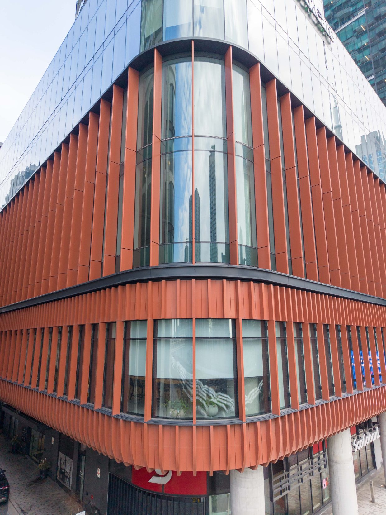 Powder coated architectural facade